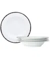 Noritake Rill Set Of 4 Pasta Bowls, Service For 4 In Black