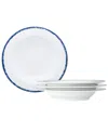 Noritake Rill Set Of 4 Pasta Bowls, Service For 4 In Blue