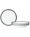 Noritake Rill Set Of 4 Saucers, Service For 4 In Black