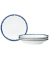Noritake Rill Set Of 4 Saucers, Service For 4 In Blue