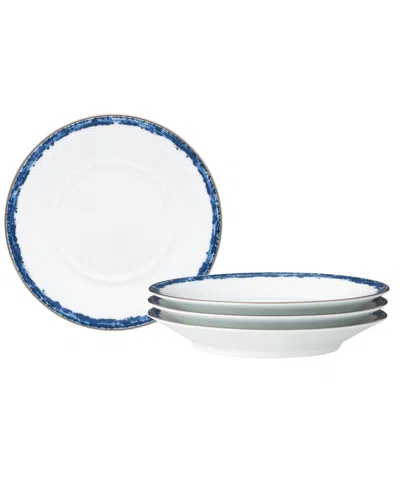 Noritake Rill Set Of 4 Saucers, Service For 4 In Blue