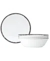 Noritake Rill Set Of 4 Soup Bowls, Service For 4 In Black