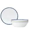 Noritake Rill Set Of 4 Soup Bowls, Service For 4 In Blue