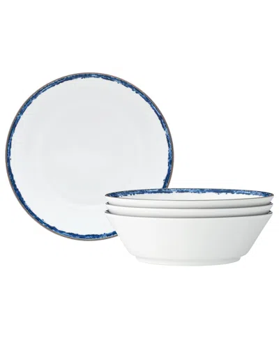 Noritake Rill Set Of 4 Soup Bowls, Service For 4 In Blue
