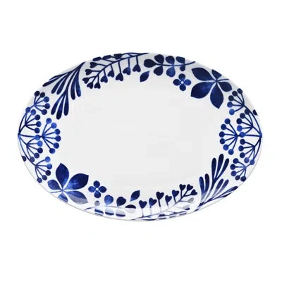 Noritake Sandefjord Oval Platter, 16" In Blue;white