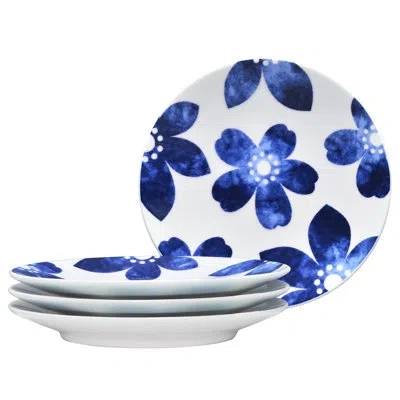 Noritake Sandefjord Set Of 4 Coupe Appetizer Plates, 6-1/2" In Blue