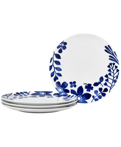 Noritake Sandefjord Set Of 4 Coupe Dinner Plates 11" In Blue