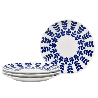 Noritake Sandefjord Set Of 4 Coupe Salad Plates, 8-1/4" In Blue
