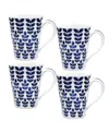 Noritake Sandefjord Set Of 4 Mugs 13 Oz. In Blue