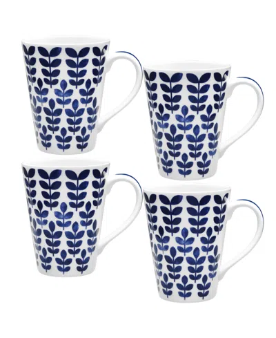 Noritake Sandefjord Set Of 4 Mugs 13 Oz. In Blue