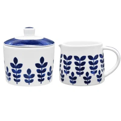 Noritake Sandefjord Sugar And Creamer Set In Blue;white