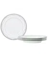 Noritake Satin Flourish 4 Piece Bread Butter/appetizer Plates Set, Service For 4 In White