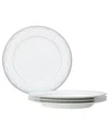 Noritake Satin Flourish 4 Piece Dinner Plate Set, Service For 4 In White