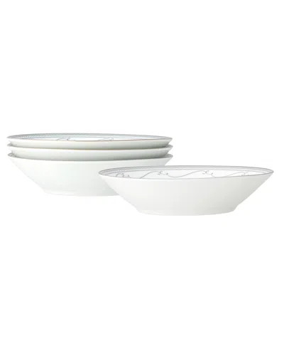 Noritake Satin Flourish 4 Piece Fruit Bowl Set, Service For 4 In White
