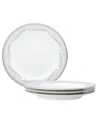 Noritake Satin Flourish 4 Piece Salad Plate Set, Service For 4 In White
