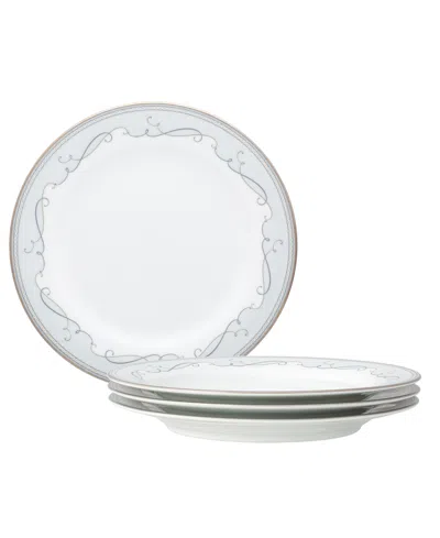 Noritake Satin Flourish 4 Piece Salad Plate Set, Service For 4 In White