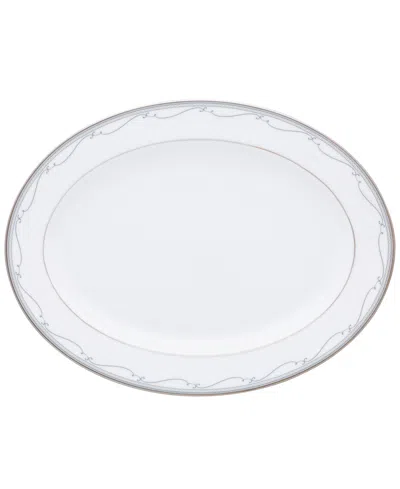 Noritake Satin Flourish Oval Platter, 14" In White