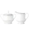 Noritake Satin Flourish Sugar And Creamer, Set Of 2 In White