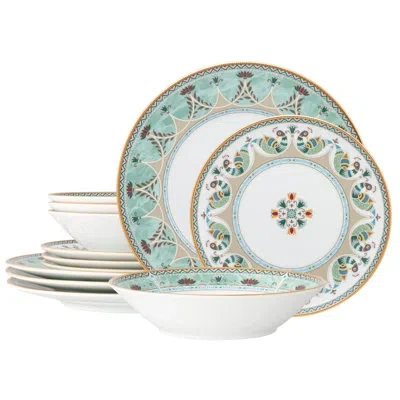 Noritake Serene Garden 12-piece Dinnerware Set, Service For 4 In White;green;beige;gold