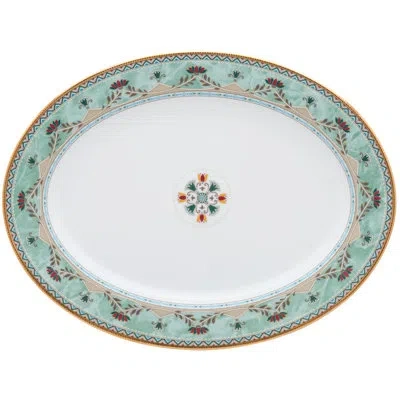 Noritake Serene Garden Oval Platter In White;green