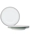 Noritake Silver Colonnade 4 Piece Dinner Plate Set, Service For 4 In White