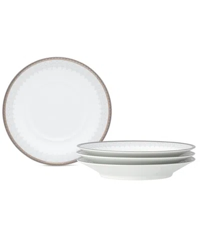 Noritake Silver Colonnade 4 Piece Saucer Set, Service For 4 In White