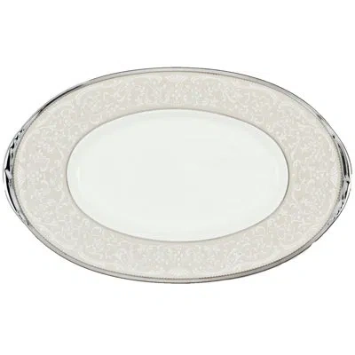 Noritake Silver Palace Butter Dish, 9" In White