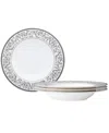 Noritake Summit Platinum Set Of 4 Soup Bowls, Service For 4 In White
