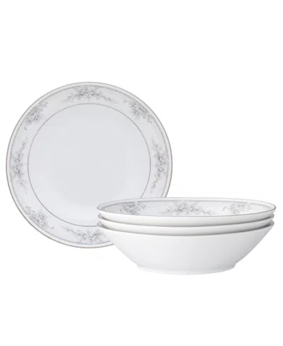 Noritake Sweet Leilani Set Of 4 Soup Bowls, Service For 4 In Silver