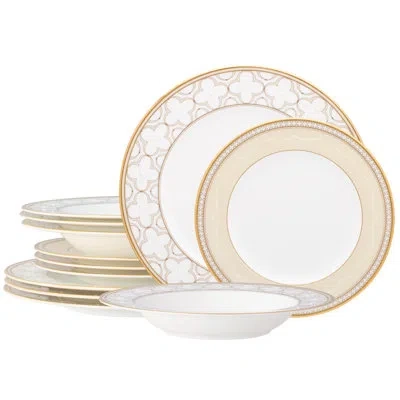 Noritake Trefolio Gold 12-piece Dinnerware Set, Service For 4 In White