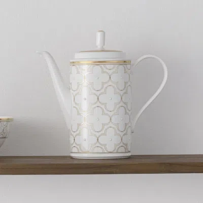 Noritake Trefolio Gold 7 Cup Coffee Server In White;gold