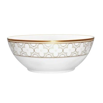 Noritake Trefolio Gold 70 Oz. Serving Bowl In White;gold