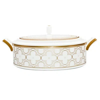 Noritake Trefolio Gold Covered Vegetable Bowl, 67 Oz. In White;gold