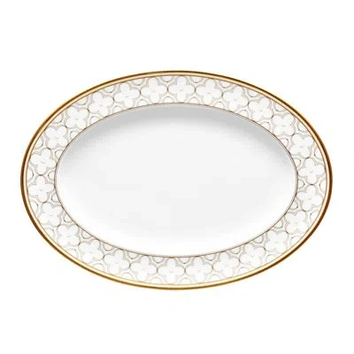 Noritake Trefolio Gold Oval Platter, 14" In White;gold