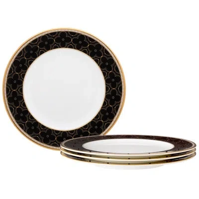 Noritake Trefolio Gold Set Of 4 Accent Plates, 9-3/4" In White