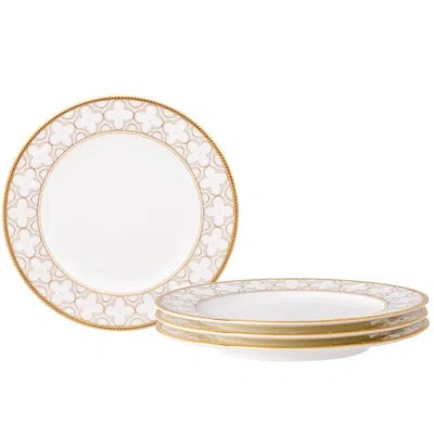 Noritake Trefolio Gold Set Of 4 Bread & Butter/appetizer Plates, 6-1/2" In White