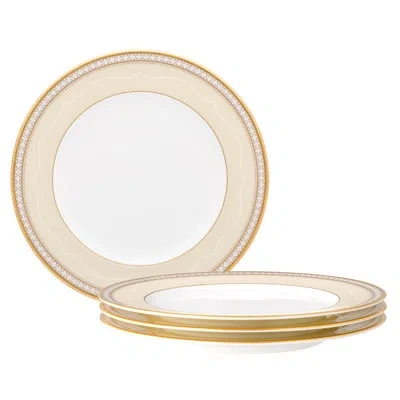 Noritake Trefolio Gold Set Of 4 Salad Plates, 8-1/2" In White