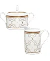 Noritake Trefolio Gold Sugar Creamer Set In White