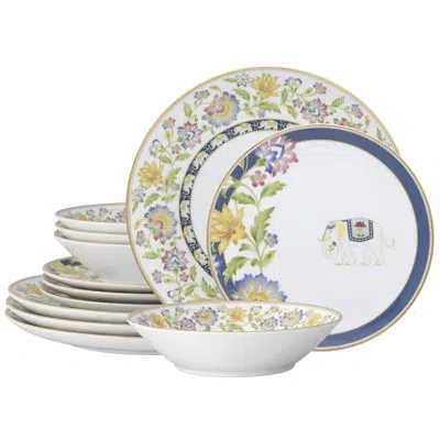 Noritake Tusker Garden 12-piece Dinnerware Set, Service For 4 In Blue,yellow,white