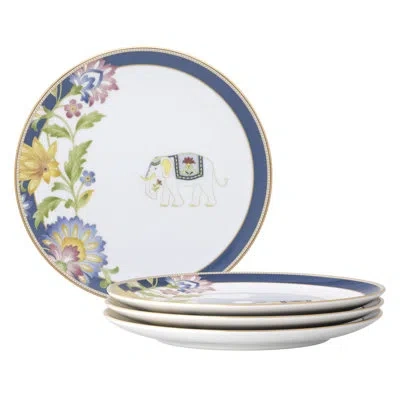 Noritake Tusker Garden Set Of 4 Salad Plates, 8.25" In Blue,yellow,white