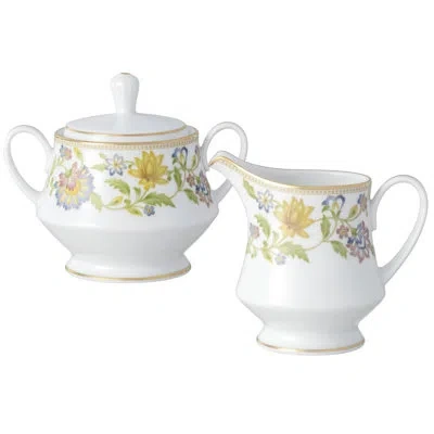 Noritake Tusker Garden Sugar & Creamer Set In Blue,yellow,white