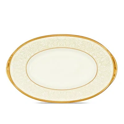 Noritake White Palace Butter Dish, 9" In White;gold