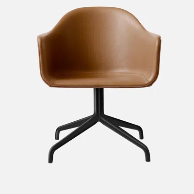 Norm Architects Harbour Arm Chair, Dining Height, Black Star Base With Swivel In Brown