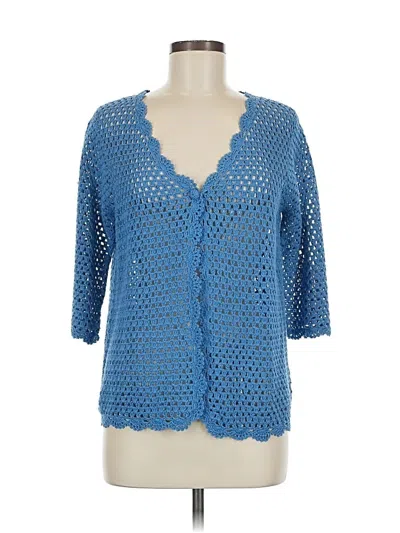 Pre-owned Norm Thompson 3/4 Sleeve Blouse In Blue