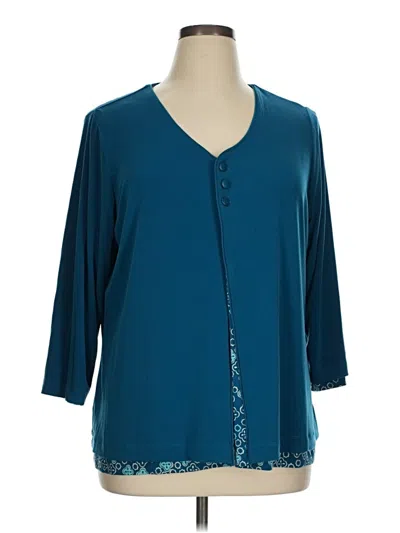 Pre-owned Norm Thompson 3/4 Sleeve Blouse In Blue