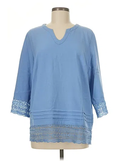 Pre-owned Norm Thompson 3/4 Sleeve Blouse In Blue
