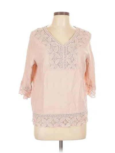 Pre-owned Norm Thompson 3/4 Sleeve Blouse In Pink