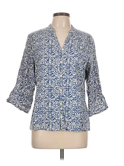 Pre-owned Norm Thompson 3/4 Sleeve Button Down Shirt In Blue