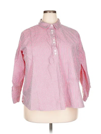 Pre-owned Norm Thompson 3/4 Sleeve Button Down Shirt In Pink