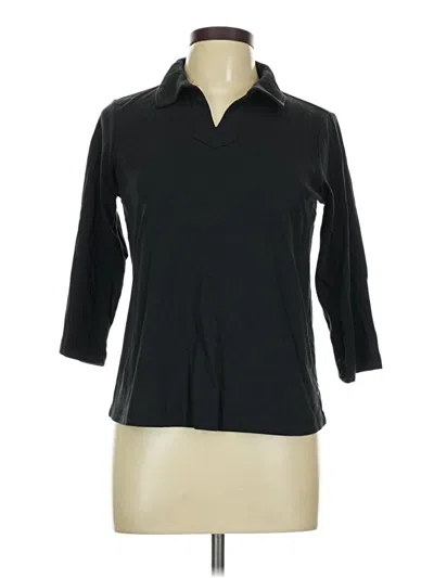 Pre-owned Norm Thompson 3/4 Sleeve Top Black Cowl Neck Tops